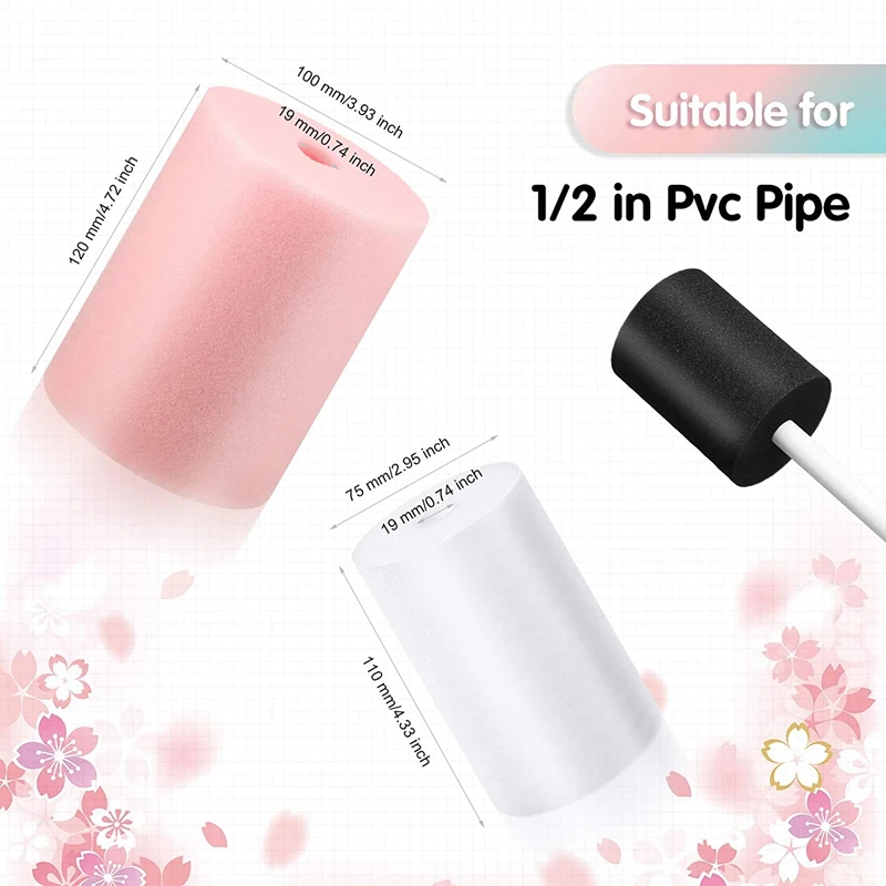 6 Pcs Cup Turner Foam Tumbler Inserts For 3/4 Inch PVC Pipe Tumbler 10 Oz To 40 Oz Tumblers Crafting (Black/White/Pink)