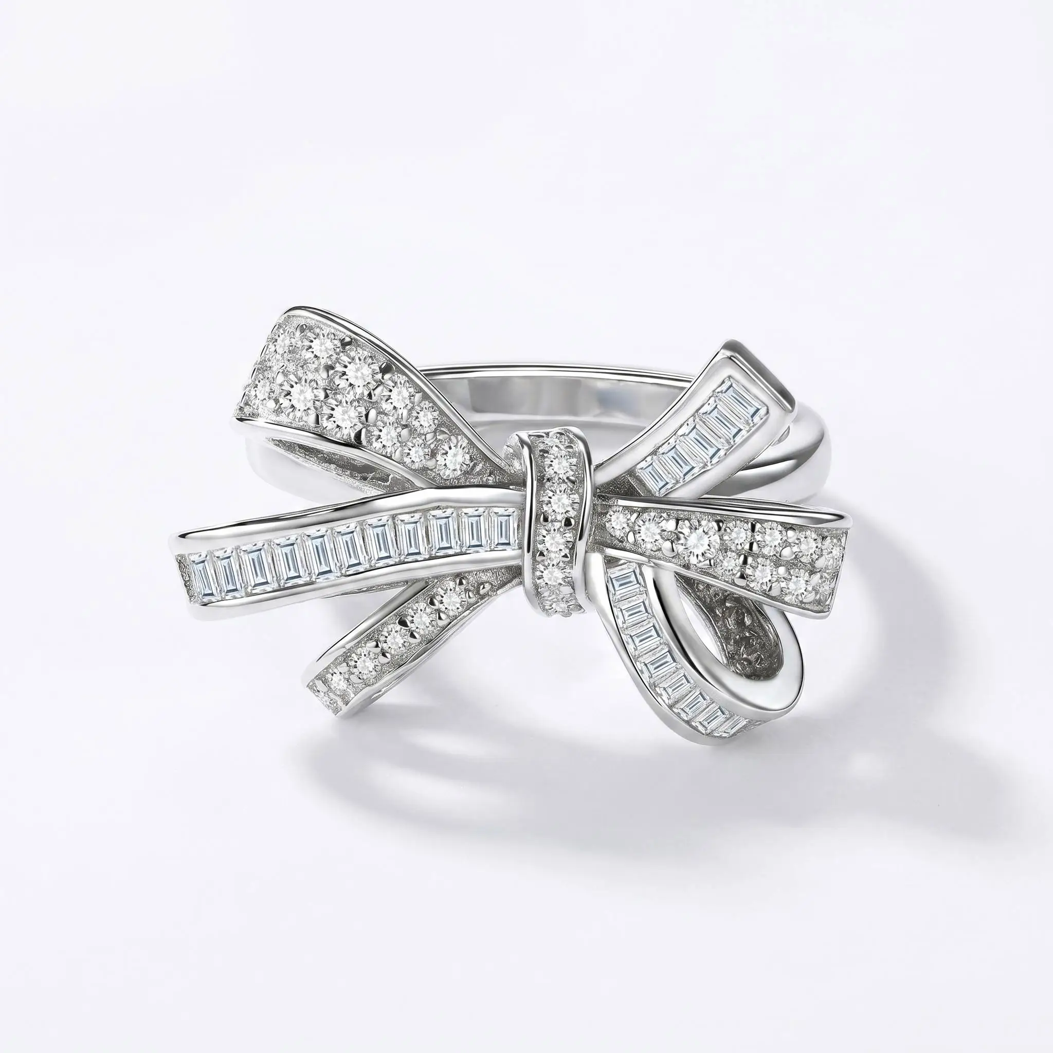 S925 Sterling Silver Bowknot Moissanite Ring Sparkling Diamond Wedding Band Luxury Jewelry Mother's Day Gift for Her