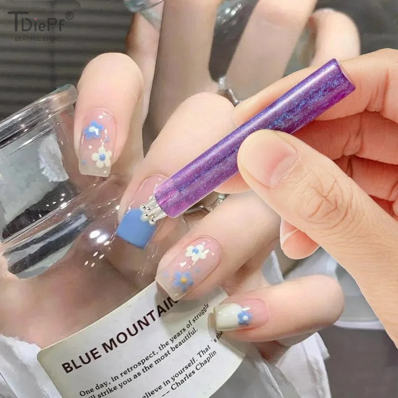 Nail Art Design Tip Painting Carving Dotting Pen Stainless Steel Bristles Starry Sky Handle Nail Art Dotting Tools