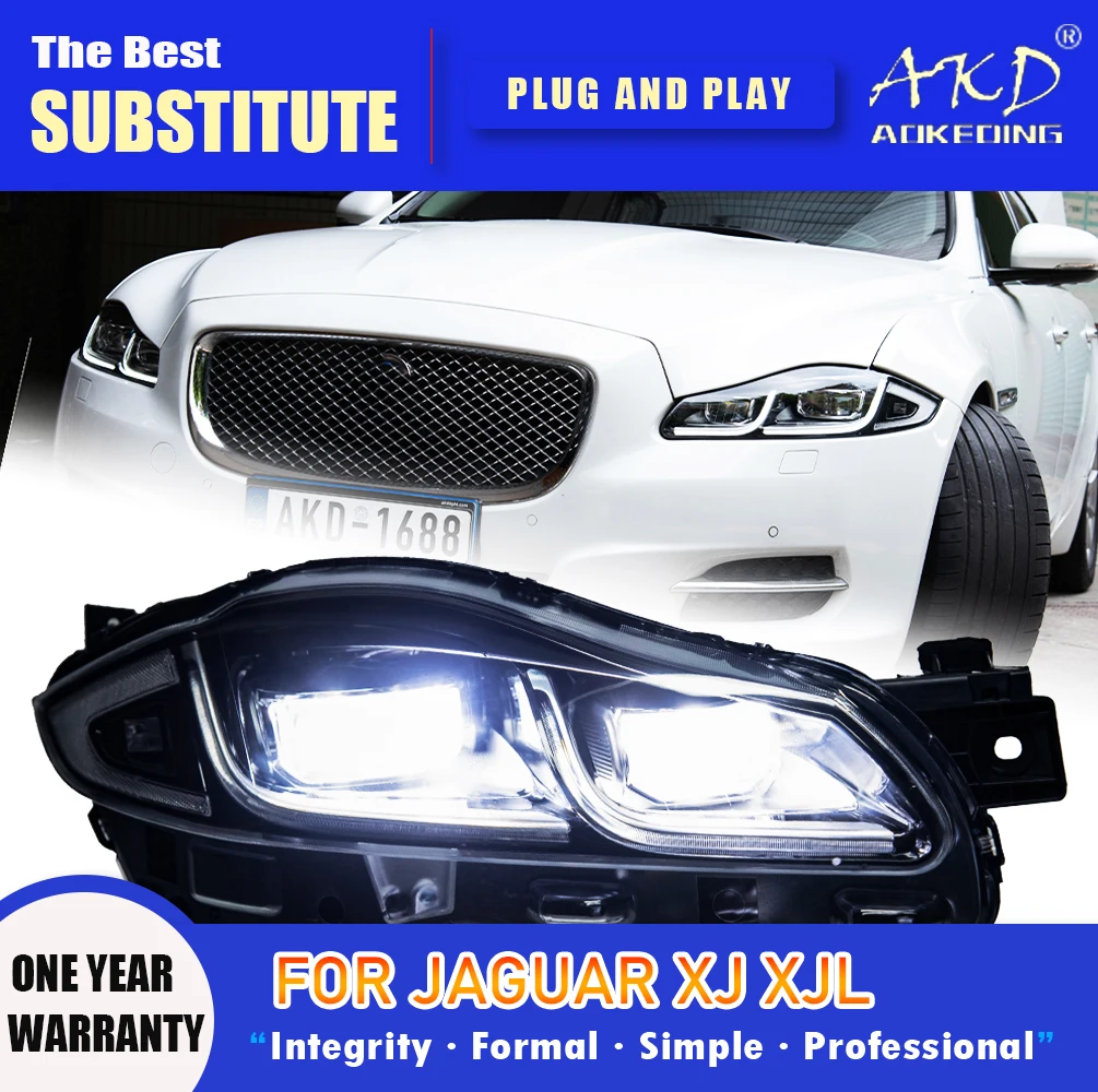 

Фара AKD для Jaguar XJL светодиодный, фара 2011-2019, фары XJ XF XE DRL, сигнал поворота, дальний свет, объектив проектора Angel Eye