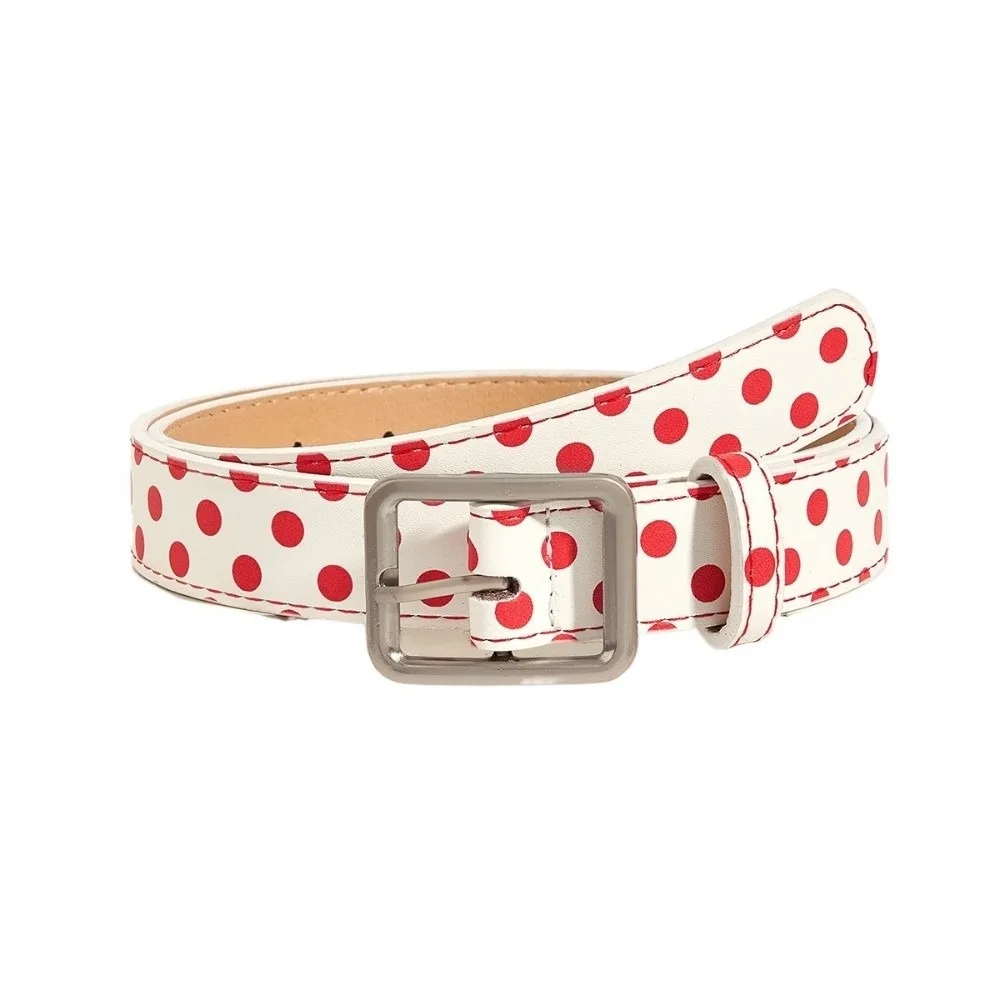 

Trendy Vintage Polk Dot Women Belts PU Leather Y2K Girls Belt Waistband Jeans Belts Pin Buckle Waist Strap Gift
