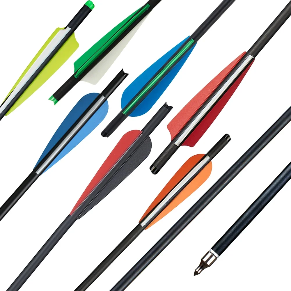 6/12/24pcs 20 Inch Carbon Crossbow Arrow Archery Arrows with 4\