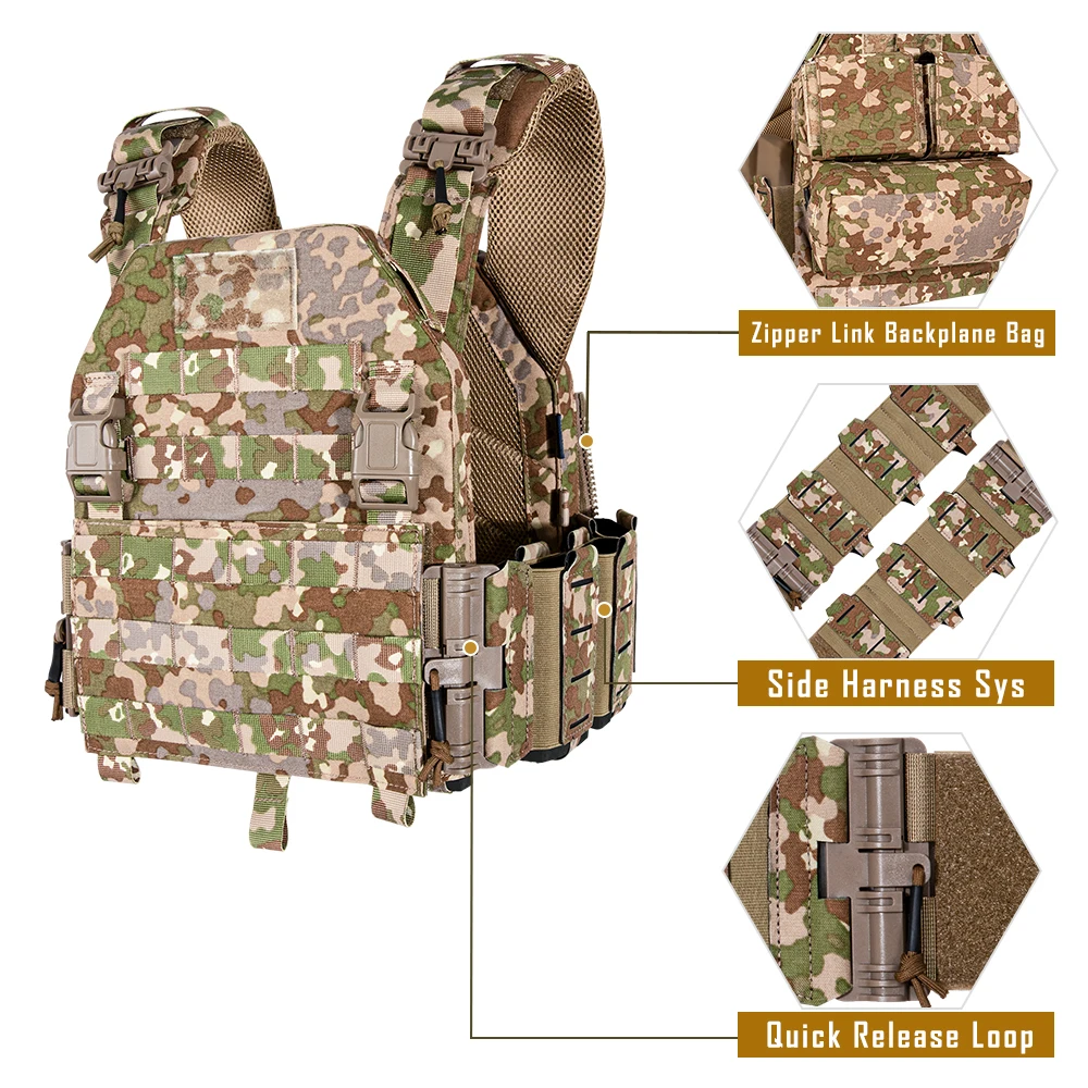 Tactics airsoft All-Terrain Durban Camouflage Vest Quick Release Molle Plate Carrier buckle Up Assault Plate Hunt paintball vest