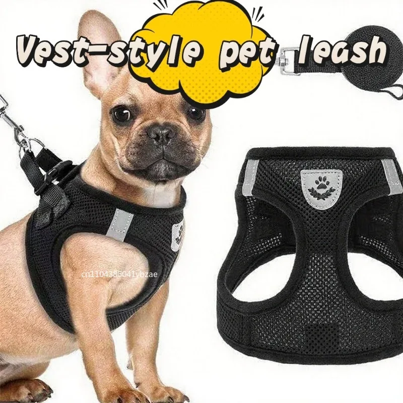 Arnés para gatos, chaleco para caminar, correa de plomo para cachorros, Collar de poliéster, arnés de malla ajustable para perros, accesorios para mascotas pequeñas y medianas