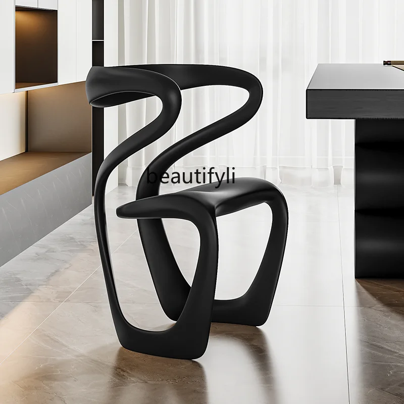 

Medieval style tea chair master modern light luxury, art dining chair