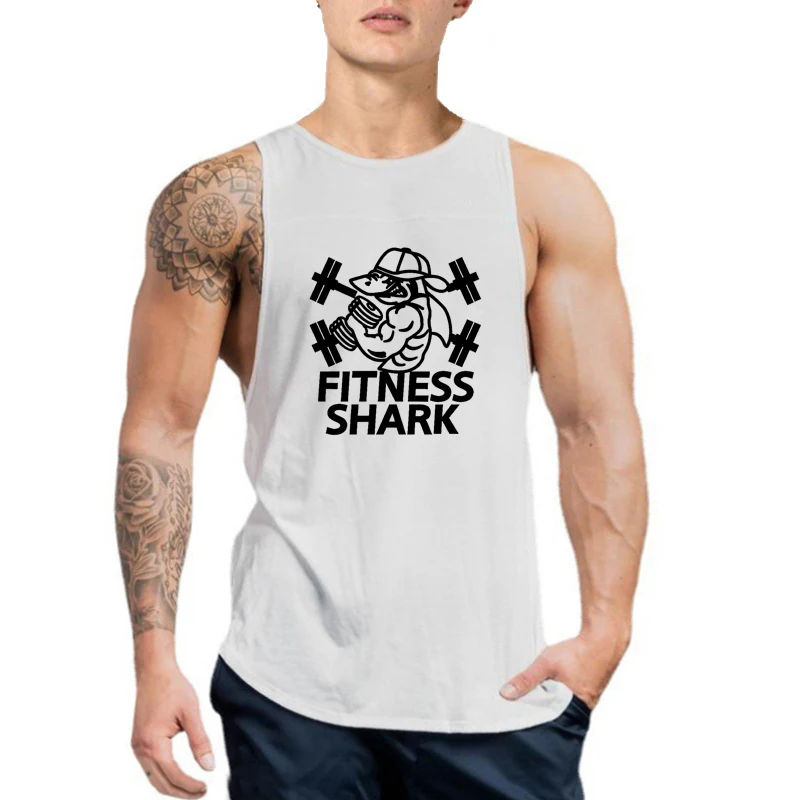 Men Sport Tank Top Cotton Casual Gym Running Fitness Workout Singlet Breathable Loose Racerback Summer Training Bodybuilding Top