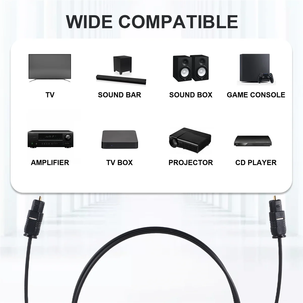 A43M 3 FT 1.1M Metre Digital Fibre Optical Audio Toslink SPDIF MD DVD Cable Lead Plug
