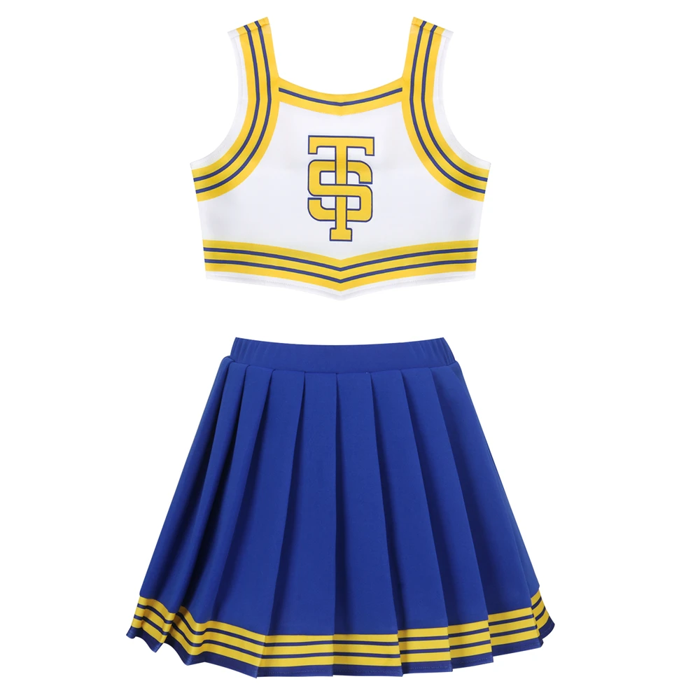 Kids Adult Taylor Eras Tour Outfit Cheerleader Uniform TS Shake It Off Blue White Tay Tay Fan Concert Party Costume for Chidren