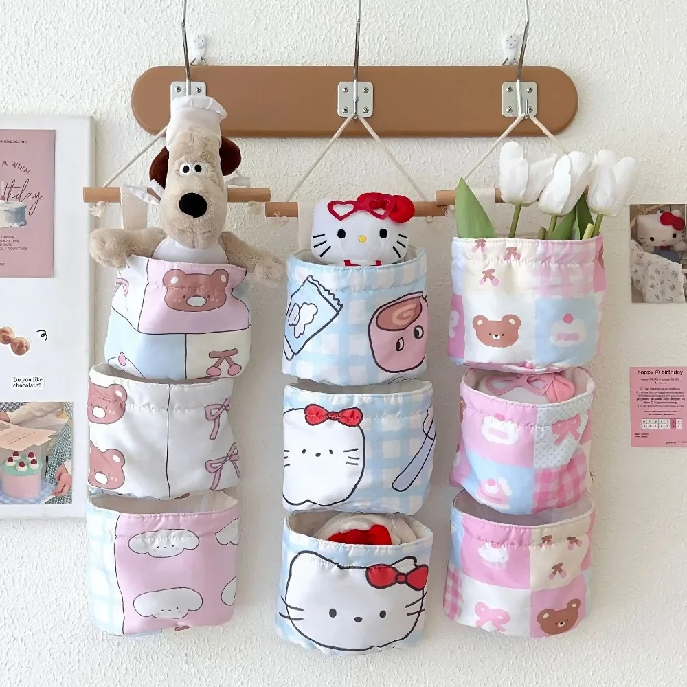 

Sanrio Hello Kitty Kawaii Wall-mounted Storage Holders Multifunctional Dormitory Door Back Storage Bag Debris Storage Holders