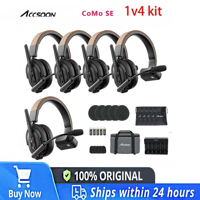 Accsoon CoMo SE 2.4GHz Full-duplex Wireless Intercom System ENC Headset 400m Transmission Range Team Communication Microphone