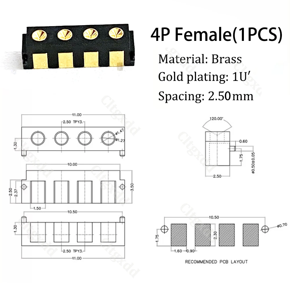 Männlicher & Weiblicher Seitlich Montierter Pogo-Pin-Steckverbinder 2P 3P 4P 5P SMD Federkontakt-Ladebuchse für Smartwatches/Elektronische Geräte – Detail 17