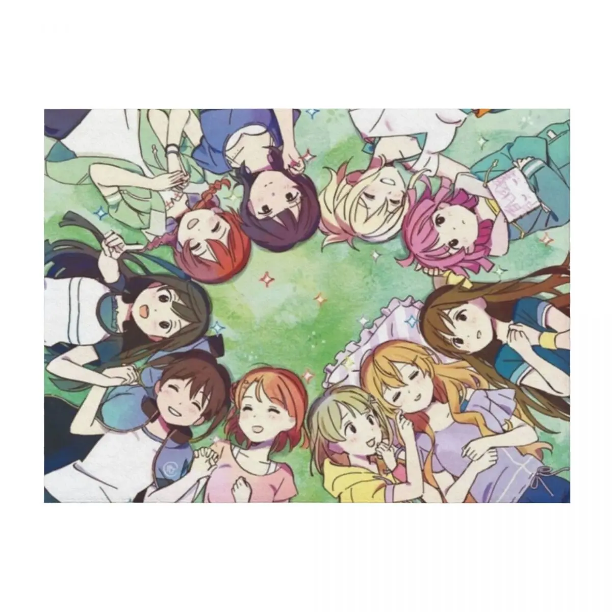 

nijigasaki/ nijigaku laying on the grass together (magazine scan) Throw Blanket Luxury Designer Bed Furry Polar Blankets