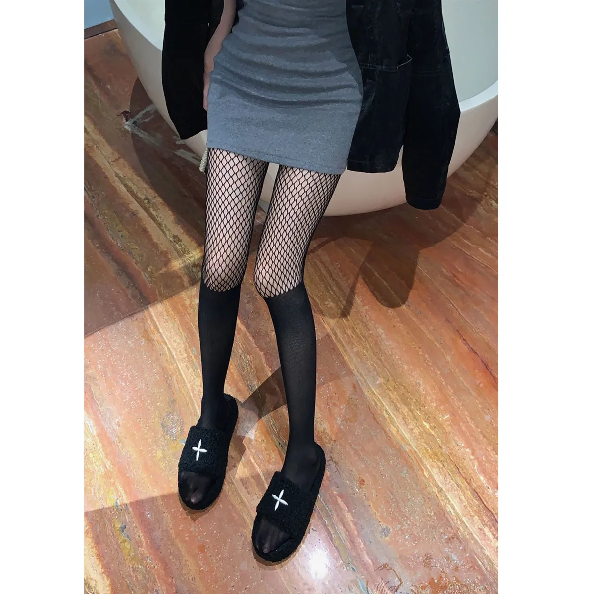 Sexy Stockings Women Lingerie Solid Color Splice Transparent Pantyhose Leggings Black Nightclub Stockings Long Mesh socks