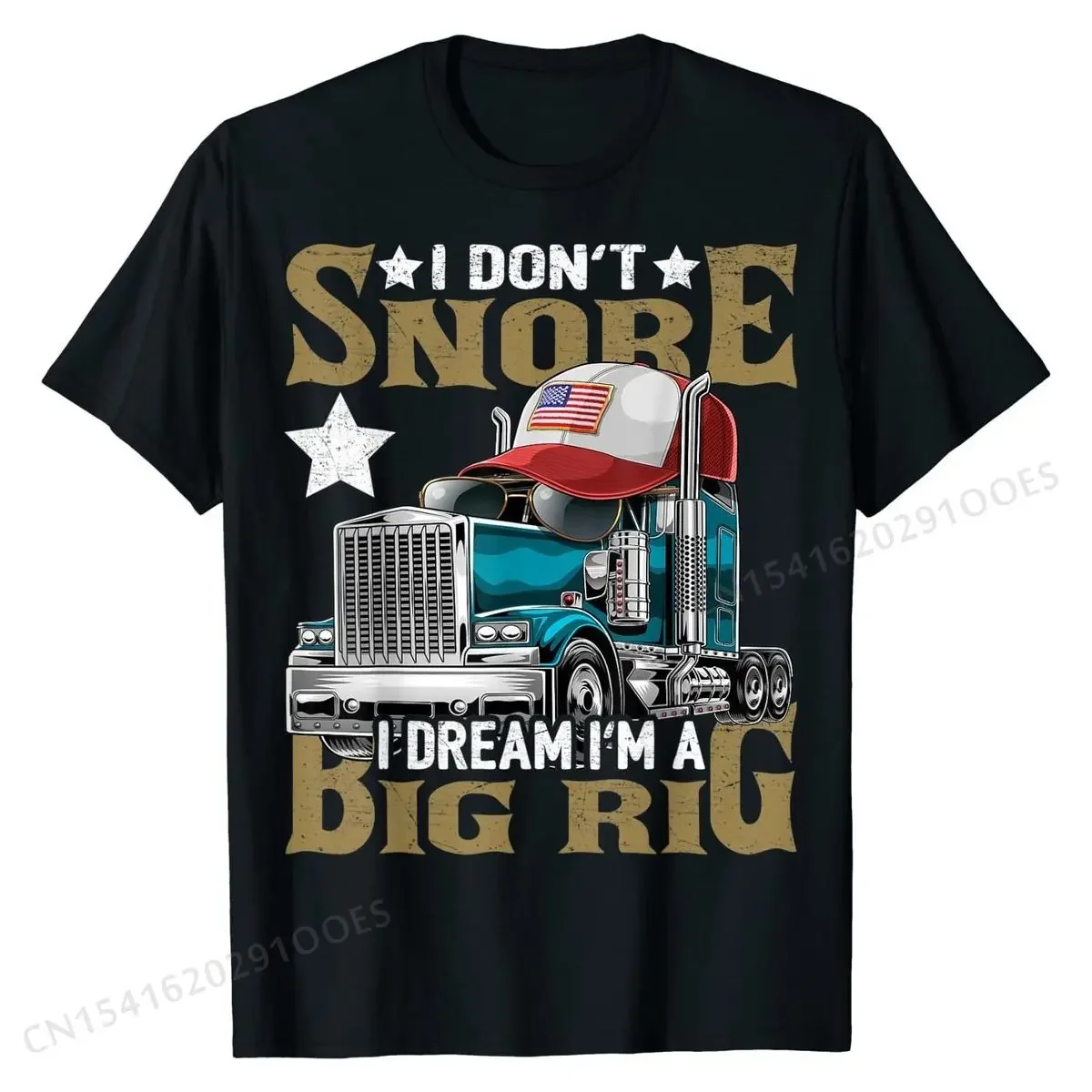 I Don't Snore I Dream I'm a Big Rig Trucker Hat Shirt Gift Camisa Tops Shirts Cotton Men's Top T-shirts Camisa Coupons