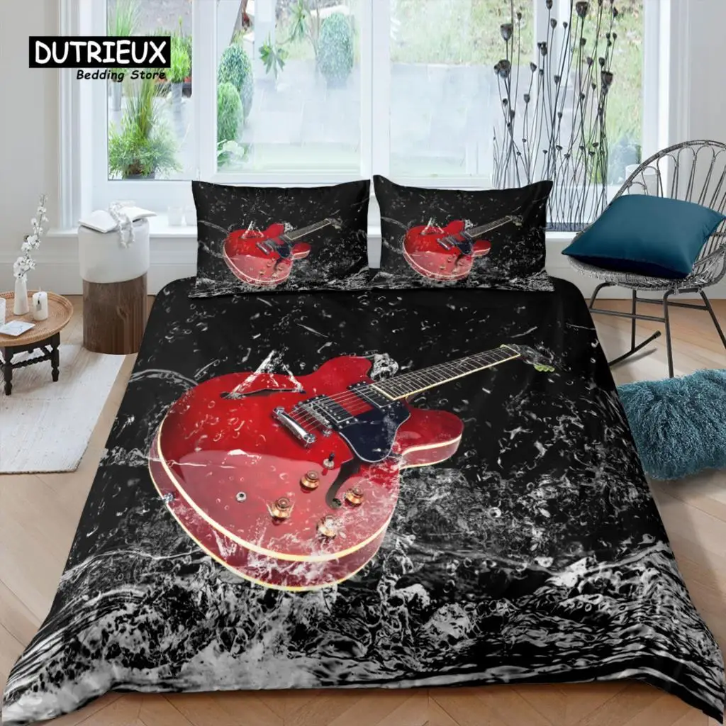 Home Living Luxury 3D Cello Music Print Bedding Set Duvet Cover Pillowcase Kids Bedding Set Queen and King EU/US/AU/UK Size