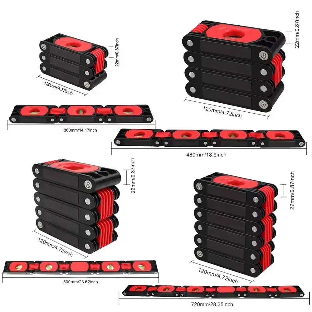 High Precision Folding Horizontal Ruler Strong Magnet Folding Extend Foldable Protractor Multi-function Multi-angle