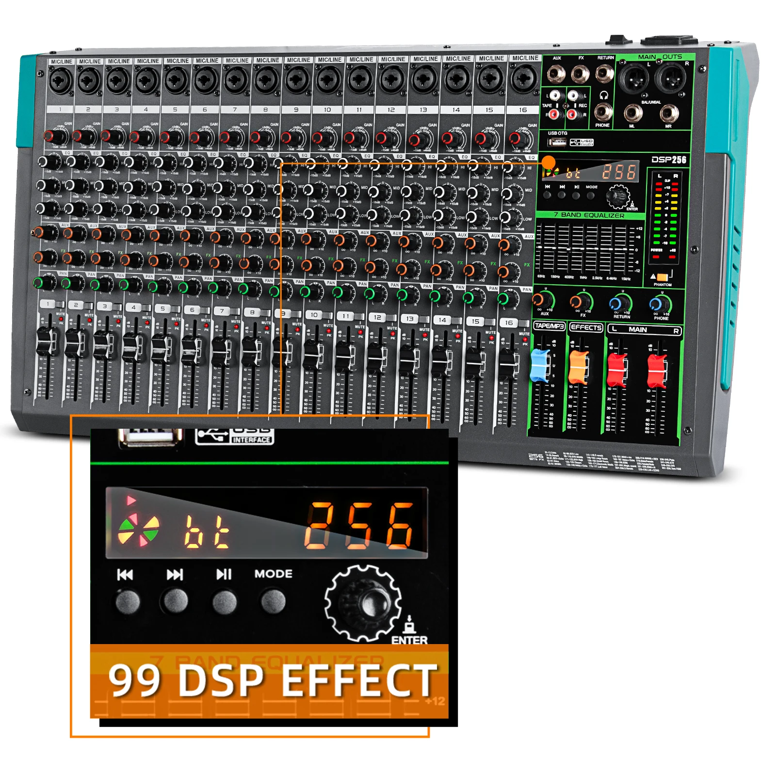 Depusheng MG16 Audio Console Mixer USB Connection 16 Channels Digital Professional Audio Mixer Console