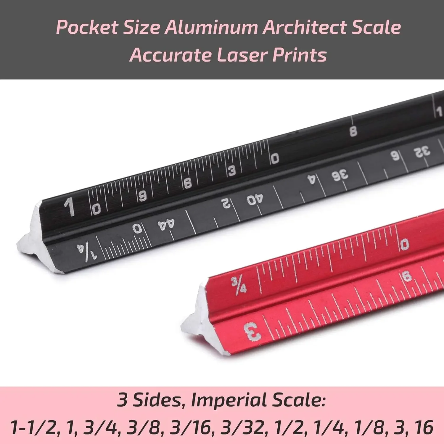 6 Inch, 2 Pack, Pocket Size Ruler, Small Architectural Scale