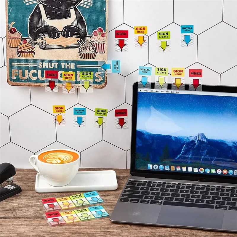 500Pcs Sign Here Stickers & Tabs Notarize Initial Here Sign And Date Tabs Stickers For Office School Students Notebook