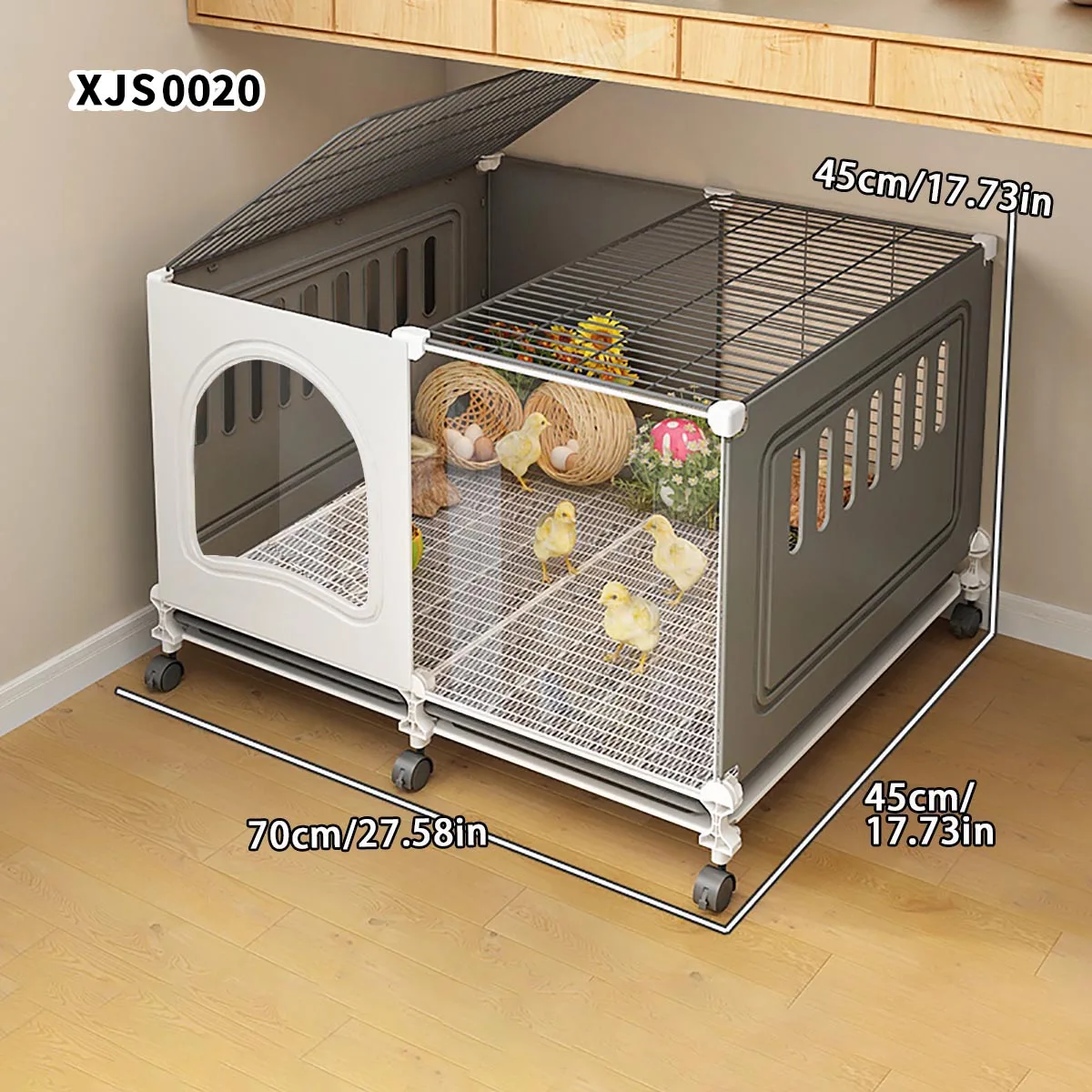 Large chicken coop with toilet tray for home use, suitable for indoor and outdoor, rat-proof, visible to quail and other small birds, breeding cage for ducks and geese
