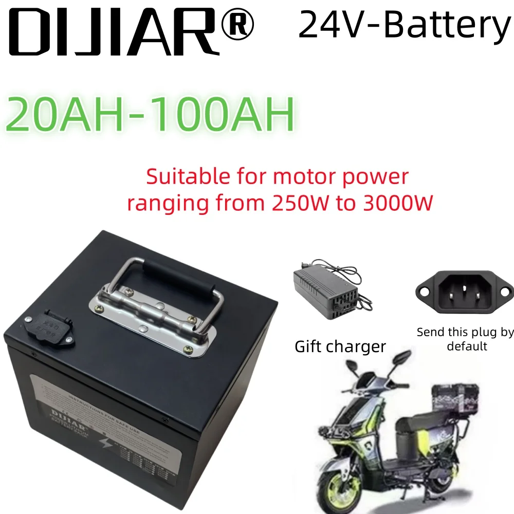 

Air express delivery, 24V100AH, 18650 lithium battery, sufficient capacity, strong power, metal shell, suitable for 250-3000W