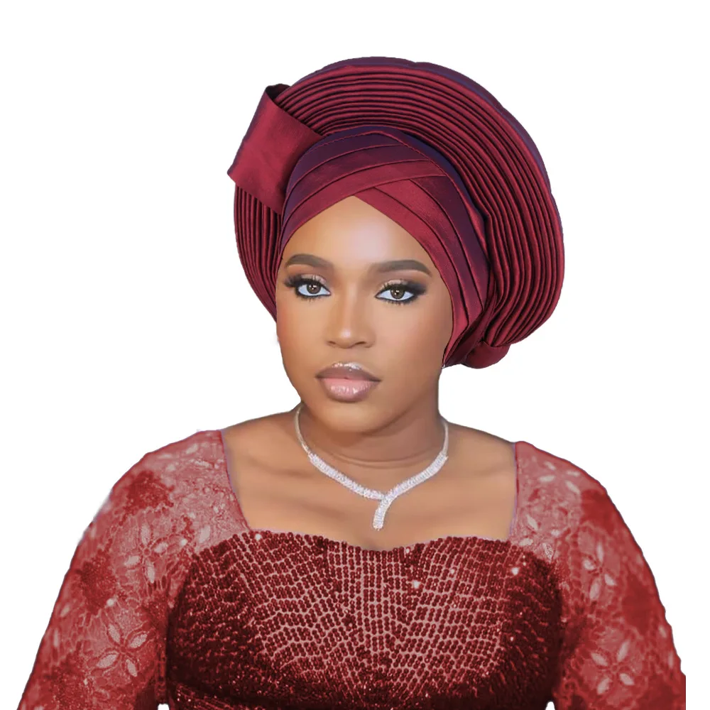 New Nigerian Wedding Elegant Adjustable Multi-Layer African Turban Hat, Aso Gele Headwrap