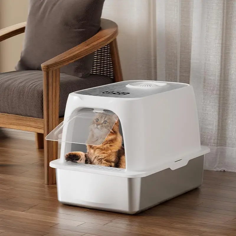 

Stainless Steel Cat Litter Box Deodorizing Fully Enclosed Extra Large Cat Toilet Cat Litter Box