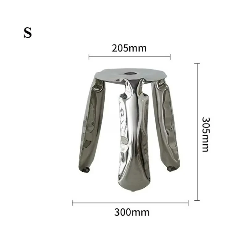 Household Stainless Steel Balloon Stool Three Legged Shoe Changing Stool Household Round Stool