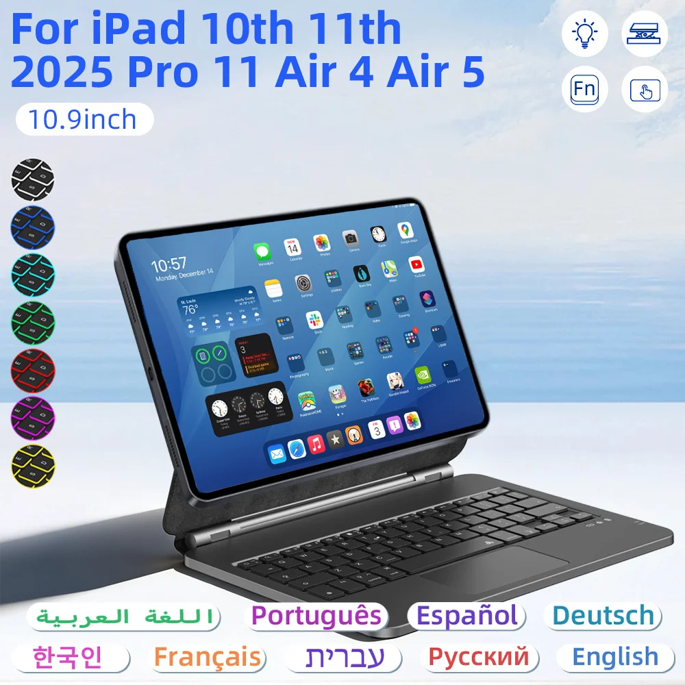Magic Bluetooth Keyboard for iPad a16 2025 Backlit Keyboard for iPad Pro 11 12.9 13 Air 4 5 10.9in iPad Case Wireless Keyboard