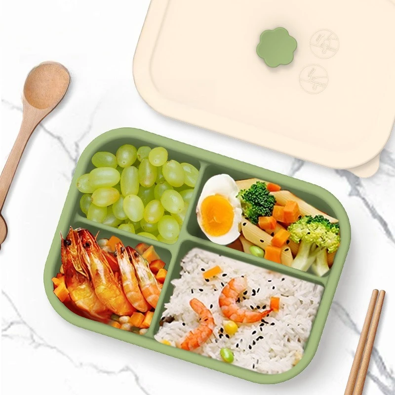 

Silicone Lunch Box Can Be Microwave Heated Lunch Box with Compartments for Freshness Preservation