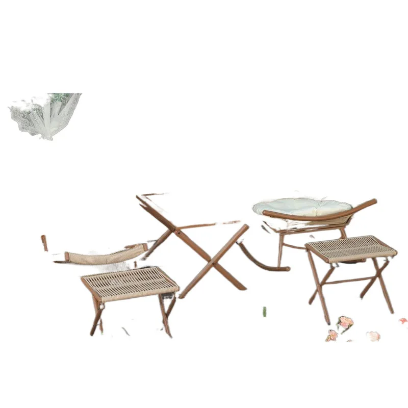 

New outdoor tables and chairs woven durable courtyard balcony leisure recliner bed and breakfast special rattan folding