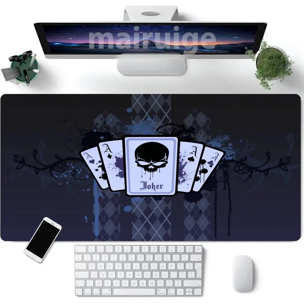 

Cool Poker Cards Mouse Pad Large Computer Office Game Table Mat XXL Rubber Anti-slip Stitched Edge Keyboard Mats Long Desk Pads