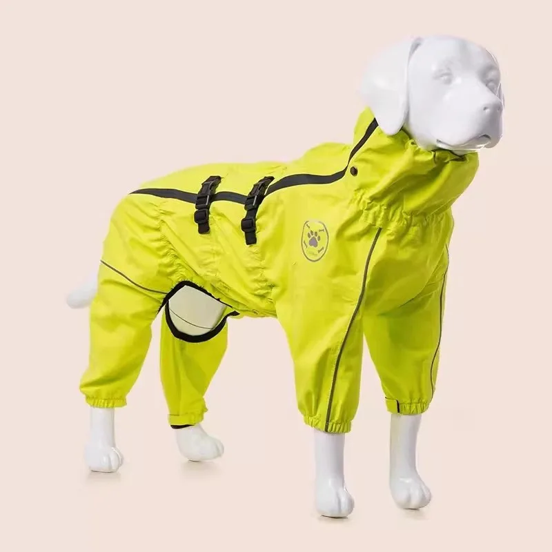 Waterproof Pet Dog Outdoor Jacket Clothes Winter Warm Rain Coat Big Dog Jumpsuit Reflective Raincoat For Small Medium Large Dogs