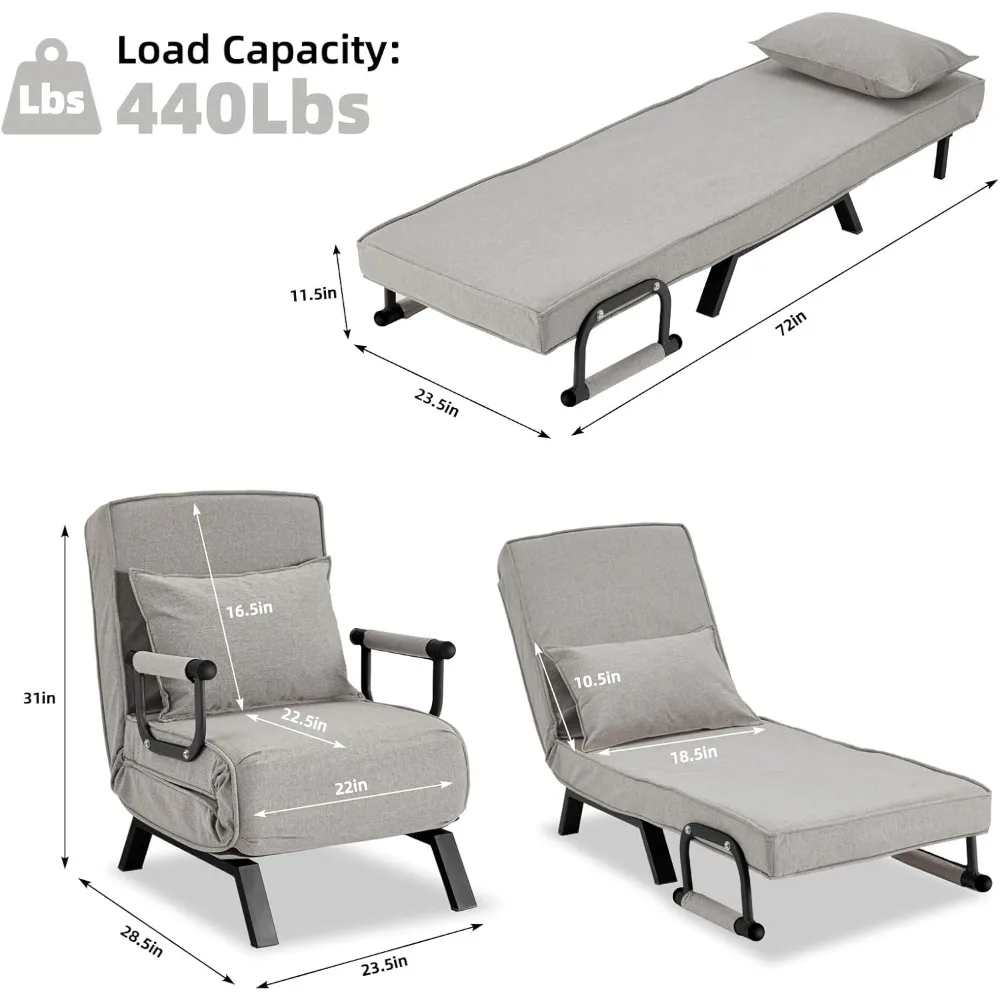 كرسي نوم منجد قابل للطي مع وسادة وأريكة استرخاء قابلة للتعديل للترفيه #3