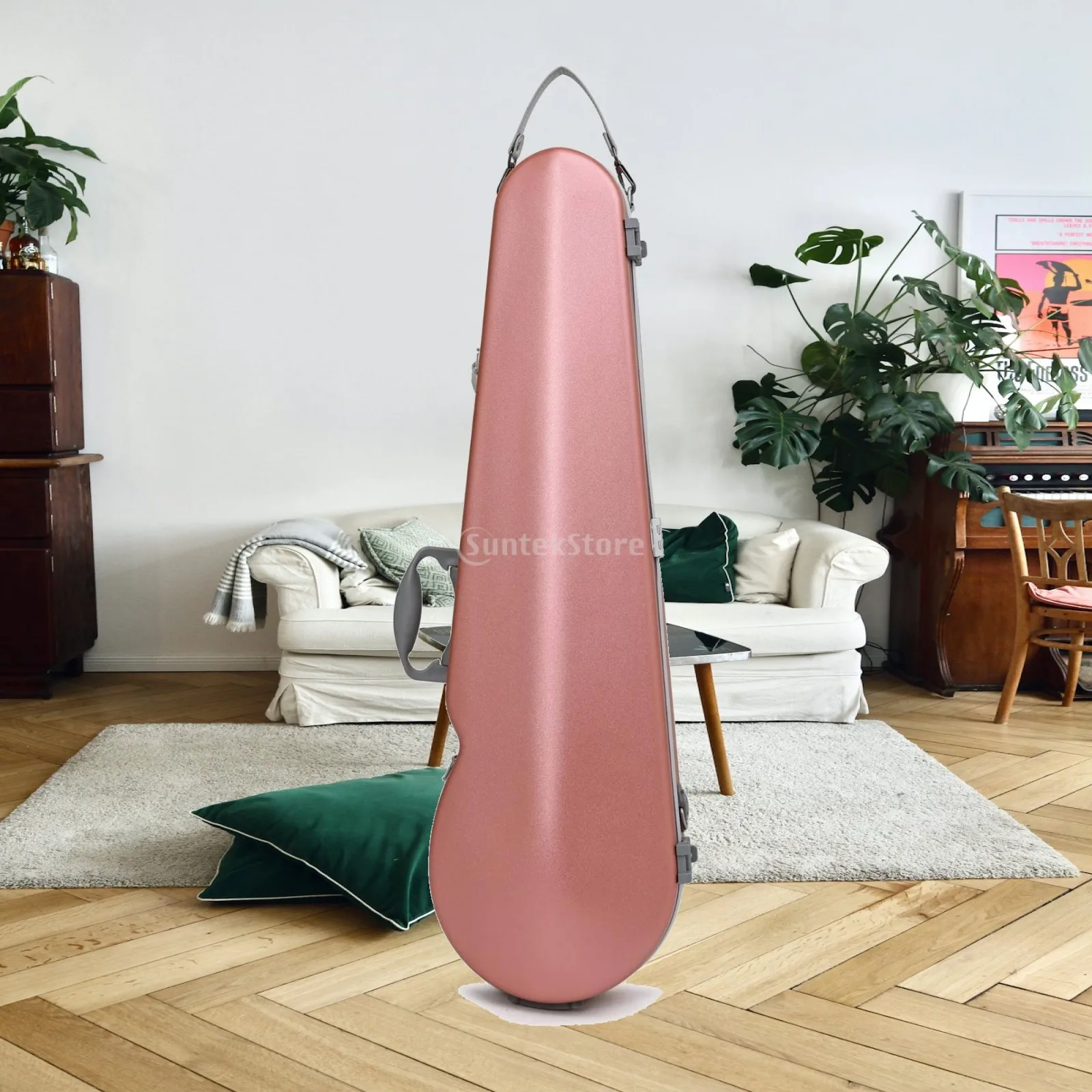 Violin Case Full Size 4/4 Molded Hard Protection Carbon Fiber Look Portable Handles and Shoulder Strap for Rehearsals