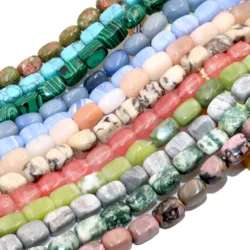8x12MM Natural Turquoises Rhodonite Amazonite Agates Stone Rectangle Loose Spacer Beads For Jewelry Making DIY Bracelet