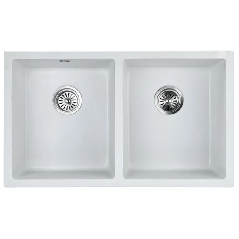 Black composite granite sink base 3218D, 813 double bowl