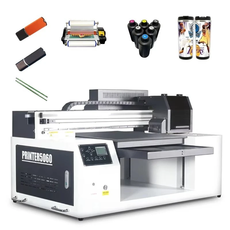 Customized Industrial 5060 UV Printing Machine XP600 Print Head With UV Ink Stickers & Golf Balls 3D Puzzle LED Flatbed Printer