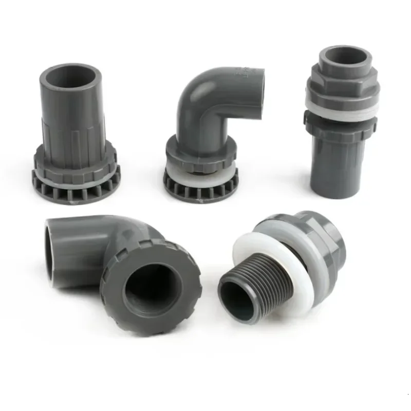 20~50mm PVC Pipe Aquarium Fish Tank Drain Joints Home DIY Tube Fittings 90° Elbow Water Drainage Connector