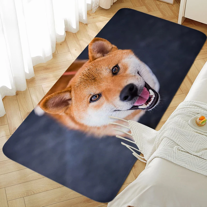 

Washable Non-slip Kitchen Mats Shiba Inu Bathmat Bedroom Carpet Entrance of House Interior Entrance Mat Veranda Floor Mat