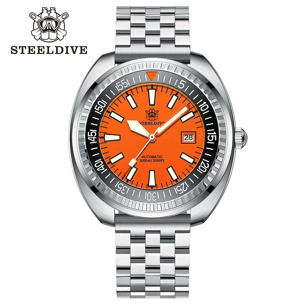 SD1983 Cooles Design STEELDIVE Marke 1000 m wasserdicht 49 mm große NH35 automatische Keramiklünette Saphir-Taucheruhren für Herren