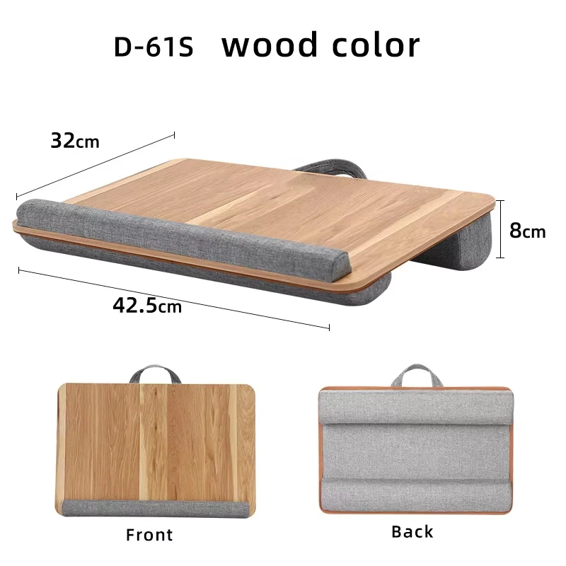 MUMUCC Wooden Suspended Bed Laptop Desk, Portable 15 Inch Bed Study Table with Handle, Sponge Cushion & ABS Slot, Compact