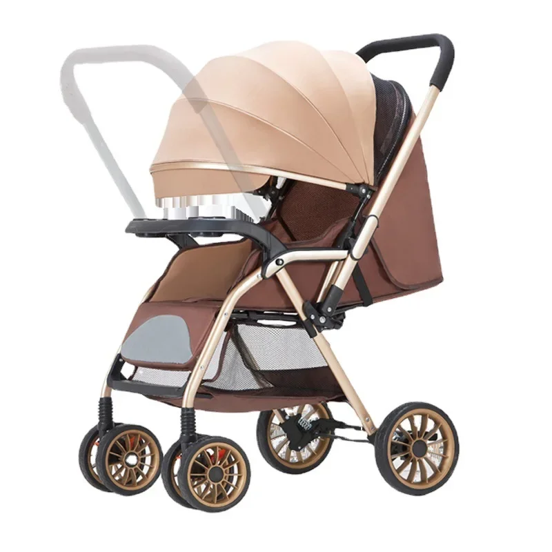 Four Seasons Universal Folding Lightweight Can Sit or Lie Down Shockproof Non-slip Two-way High Landscape Baby 4 Wheel Stroller