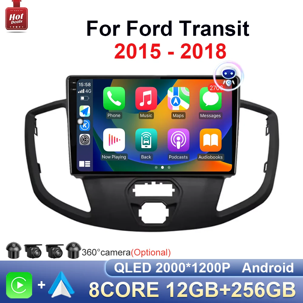 Car Video Multimedia Player WiFi Touch Screen For Ford Transit 2015 2016 2017 2018 Navigation GPS BT 4G Android System Head Unit