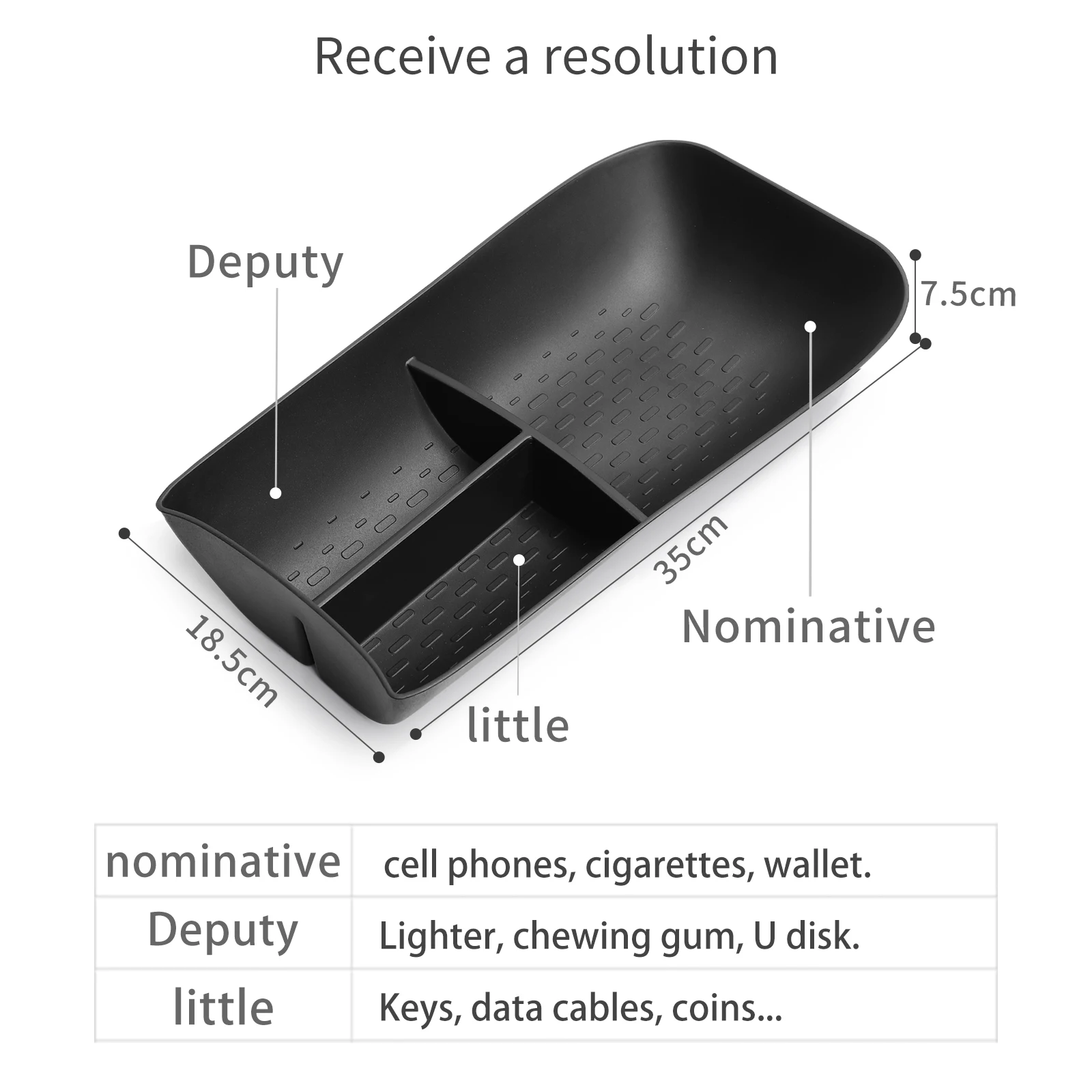 Smabee Car Center Console Box for Smart #3 TPE Central Lower Layer Storage Tray Organizer Accessories Stowing Tidying BLACK