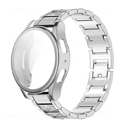 Diamond Strap+Soft TPU Case Protector For Samsung Galaxy Watch 7 44mm Metal Bracelets For Galaxy Watch 7 40mm Protective Cover
