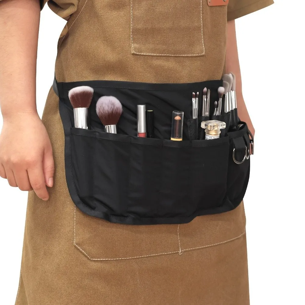 Porta pennelli per trucco cosmetico professionale Cintura per artista Cintura impermeabile 2 array Borsa per grembiule Grembiule portaoggetti per strumenti da parrucchiere