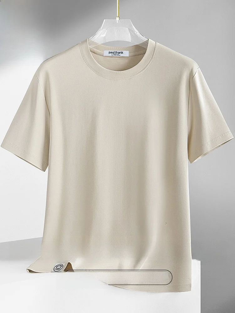 

Мужская летняя футболка свободного кроя из ледяного шелка с коротким рукавом, дышащая, тонкая, из смесового хлопка и полиэстера, для молодежи, модная