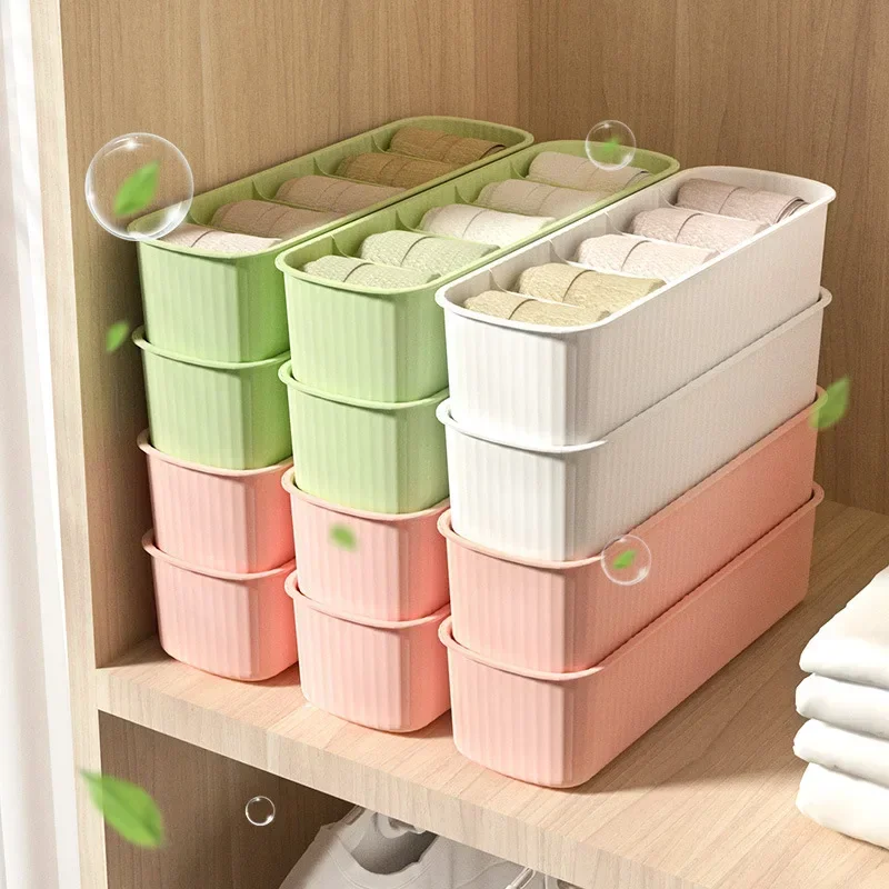 1PC Sundries Storage Box Storage Container Stackable Underwear Socks Organizer Household Five Grid Drawer Divider Box