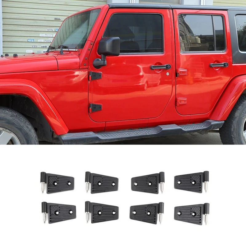 

Car Door Hinges Kit For Jeep Wrangler JK Unlimited Rubicon Sahara Sports Accessories 2007-2017, Aluminum, Black 8PCS